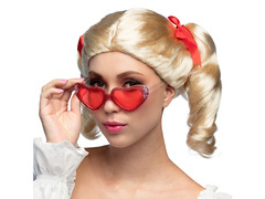 Szőke paróka lófarokkal és szalagokkal