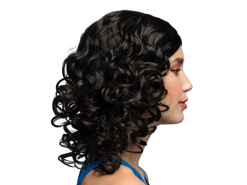 Fekete paróka göndör hajjal - 1 db.