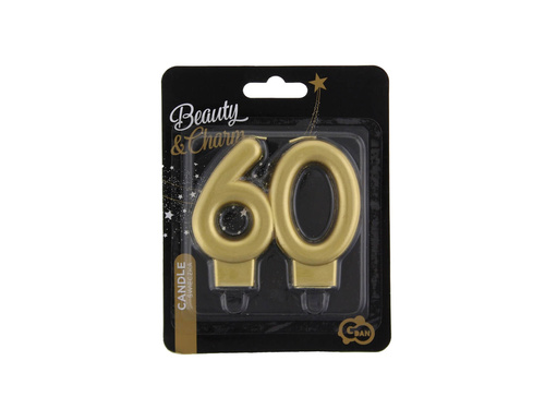 Arany fém 60. évfordulós gyertya - 1 db.