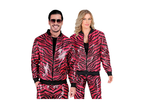 Rózsaszín Party flitteres kabát - bomber dzseki - zebra animal print