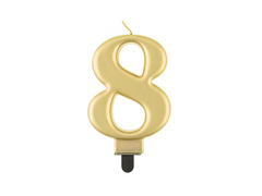 Fémszínű arany számgyertya - 8 - nyolc - nyolc
