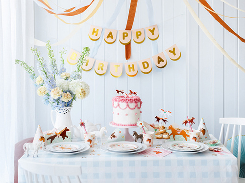 Boldog születésnapot lovak banner - 150 x 13 cm - 1 db.