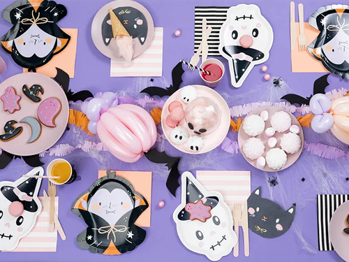 Halloween papírtányér Vámpír Drakula - 23 x 25 cm - 6 db.