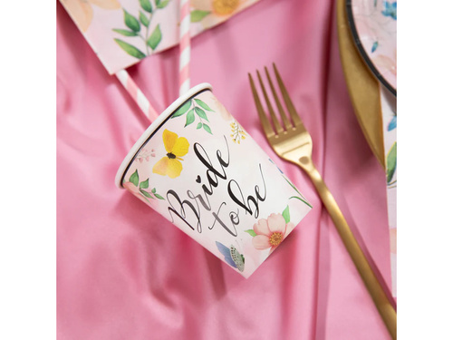 Menyasszonyi virágos papírpoharak - 220 ml - 6 db.