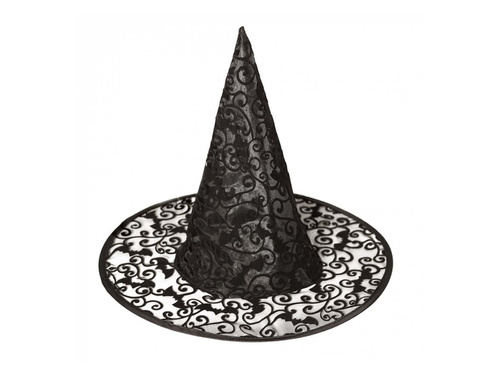 Fekete boszorkánysapka Halloweenre - 1 db.