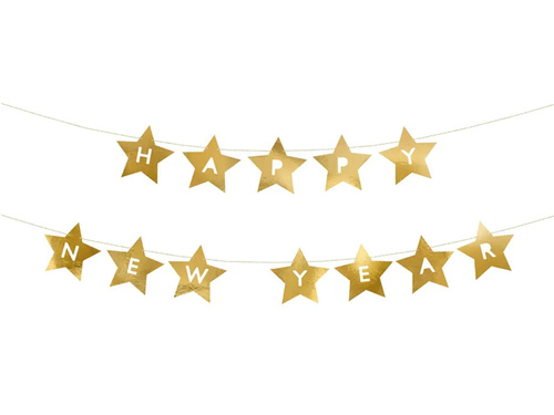 Boldog új évet csillagok banner - 290 cm - 1 db.