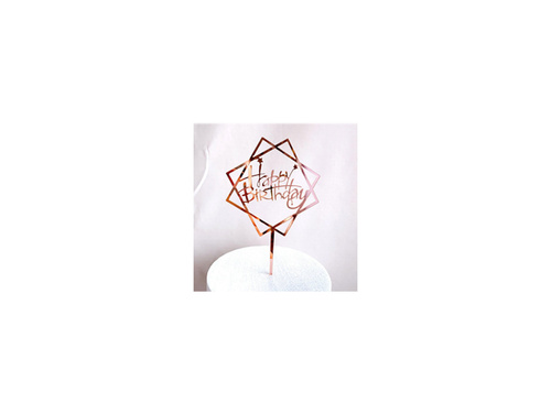 Plexi tortabevonó Boldog születésnapot arany rózsaszín - 1 db.