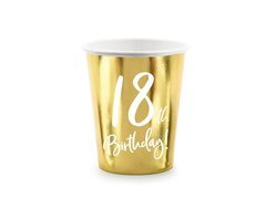 Papírpoharak 18. születésnapra 18. születésnap 18. születésnapra! arany - 220ml - 6db.