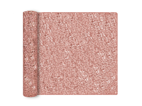 Flitteres asztali futó dekoráció - rózsaszín arany - 28 cm x 2 m - 1 db.