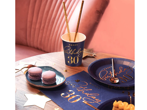 Harmincadik születésnapi papírpoharak tengerészkék - 220 ml - 6 db.