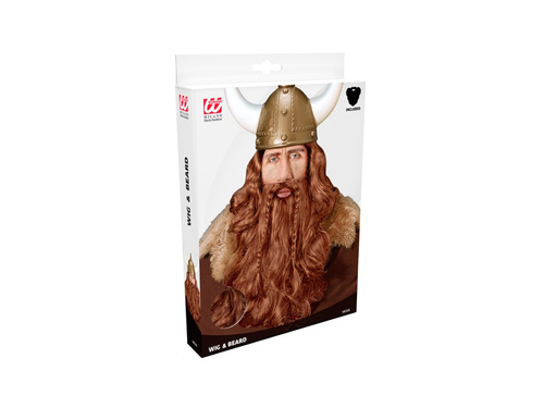 Barna viking paróka szakállal és bajusszal