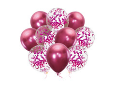 Sötét rózsaszín krómozott lufi készlet - 30 cm - 10 db.