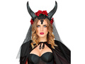 Fejpánt fátyollal és ördögszarvakkal - 1 db.