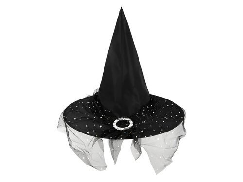 Boszorkánysapka tüllel fekete - 1 db.