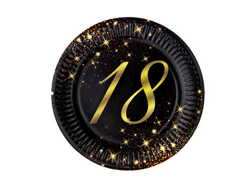 Csillogó 18. születésnapi poharak + szalvéták + papírtányérok készlet - 44 db.