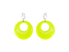 Klipszes fülbevaló Körök sárga neon