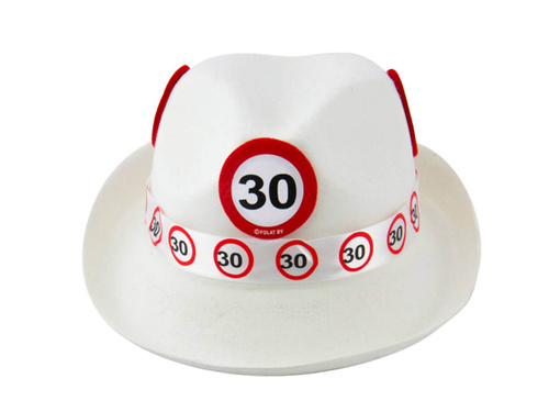 Fehér kalap 30. születésnapra - 1 db.