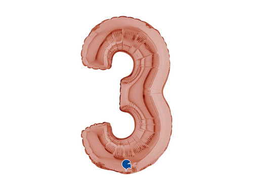 Fólia lufi szám 3 arany rózsaszín - 14" - 1 db.