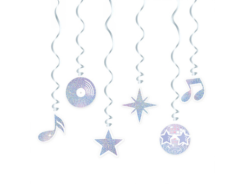 Ezüst diszkó medál dekoráció - 6 db.