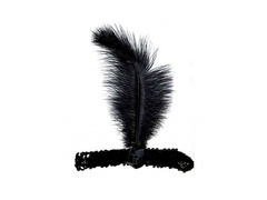 Retro fekete tollas fejpánt tollal - 1 db.