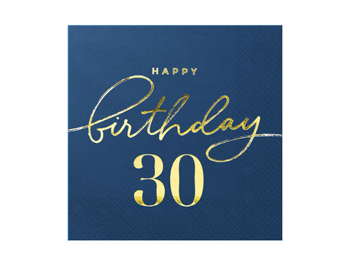 Harmincadik születésnapi szalvéta tengerészkék - 33 cm - 10 db.