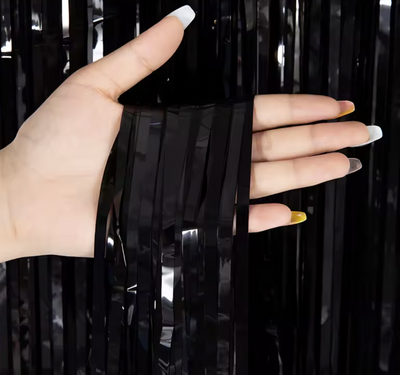 Függöny - ajtófüggöny fekete metál - 100 x 250 cm