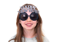 Boldog új évet szemüveg fekete és ezüst - 1 db.