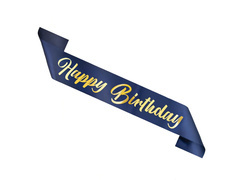 Boldog születésnapot sash tengerészkék - 1 db.