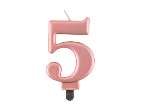 Fémes szám gyertya rózsaarany - 5 - öt