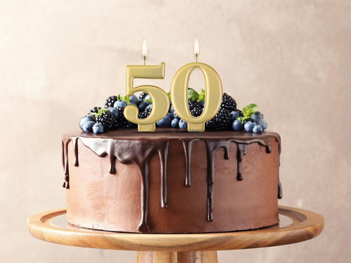 Fémszínű arany számgyertya - 5 - öt