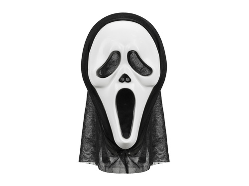 Sikoly maszk csuklyával Halloweenre - 1 db.