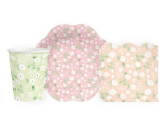 Csészék + szalvéták + papírtányérok készlet Meadow - 24 db.