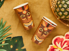 Trópusi szobor papírpoharak - 475 ml - 8 db.