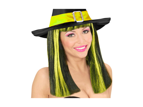 Fekete és sárga neon Patsy paróka kiemelésekkel