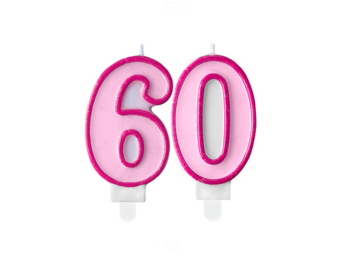 Rózsaszín számgyertyák - 60 - hatvan - 2 db.