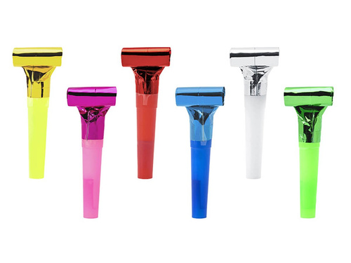 Holografikus roll-out trombitasípok - 6 db