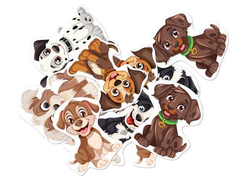 Kétoldalas dekoráció Kutyák - 12 db.