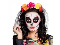 Fejpánt fátyollal és virágokkal - 1 db.