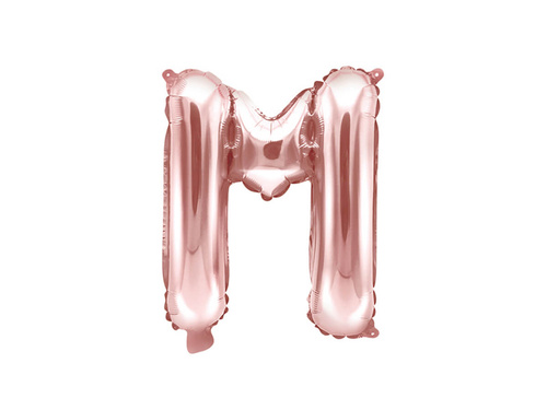 Fólia lufi 'M' betű rózsaszín és arany - 35 cm