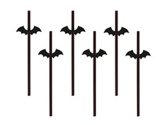 Halloween denevér szívószálak - 6 db.