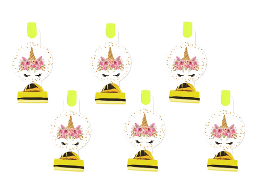 Egyszarvú kitekerhető trombitasípok - 6 db