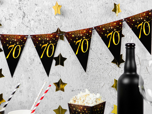 Csillogó zászlós banner 70. születésnapra - 5m