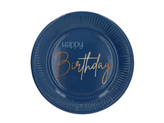 Születésnapi tányérok tengerészkék Happy Birthday - 23 cm - 8 db.