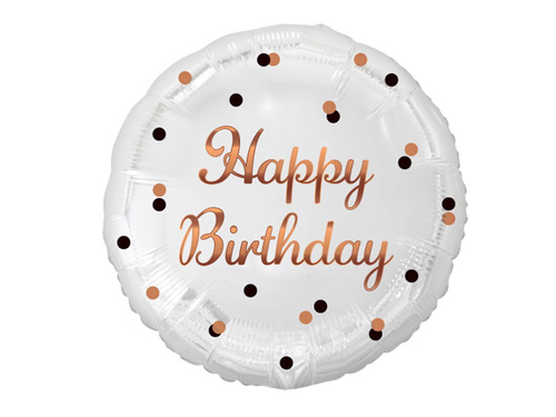Fólialufi rózsaarany felirattal Happy Birthday - 46 cm - 1 db.