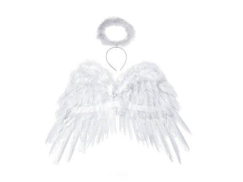 Fehér angyalszárnyak glóriával - 50 x 35 cm - 1 db.