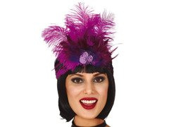 Retro fukszia tollas fejpánt - 1 db.