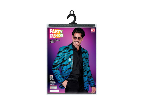 Party Fashion party kabát - kék flitterek hullámos mintával