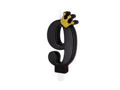 Kilences gyertya fekete koronával - 9 - 1 db.