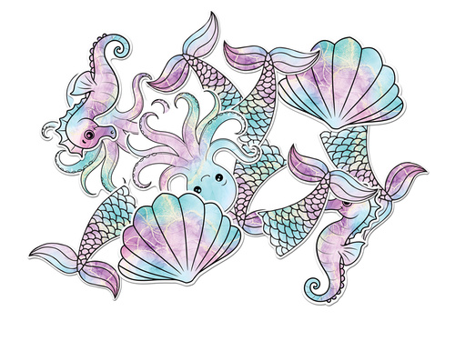 Kétoldalas dekoráció Sellő - 12 db.