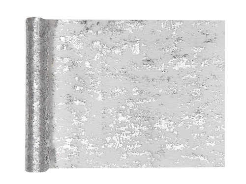 Csillámos asztali futó dekoráció - ezüst - 28 cm x 5 m - 1 db.